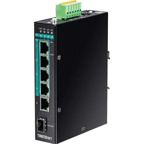 TRENDnet 6 Port HI Gigabit POE+ with DIN-Rail Switch, IP30 rated, 120 W (Black) TI-PG541i