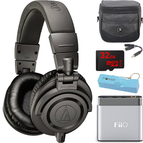 Audio-Technica ATH-M50X Professional Studio Headphones (Gray) Portable Headphone Amp Bundle