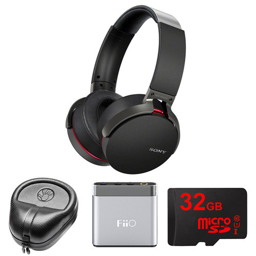 Sony Extra Bass Bluetooth Headphones - Black - MDRXB950BT/B w/ FiiO Amp. Bundle