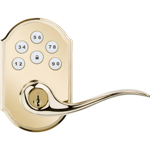 Kwikset 912 Z-wave Lever Door Handle & Code Lock, Polished Brass
