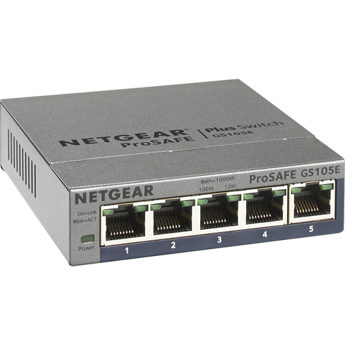 NETGEAR ProSafe Plus 5-Port Gigabit Web Managed Switch - GS105E-200NAS