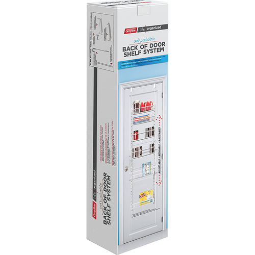 Panacea Adjustable Back of Door Shelf System in White - 411246