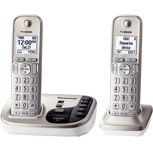 Panasonic 1.6` LCD CordlssPhone in White with 2 Handsets - KX-TGD222N