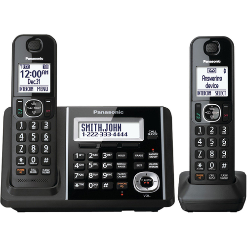 Panasonic 2 Handsets Cordless Phone with Answering Machine in Black - KX-TGF342B