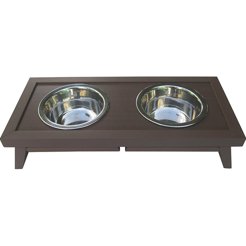New Age Pet Small Double Dog Bowl in Russet - EHHF203S