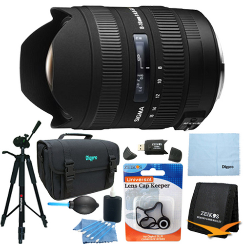Sigma 8-16mm f/4.5-5.6 DC HSM FLD AF Zoom Lens for Nikon DSLR Camera Lens Kit Bundle