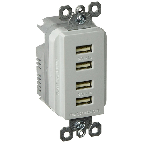 Legrand Quad USB Charger in White - TM8USB4WCC6