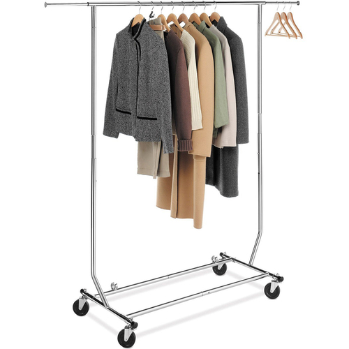 Whitmor Adjustable Rolling Garment Rack Collapsible in Chrome - 6339-1938 