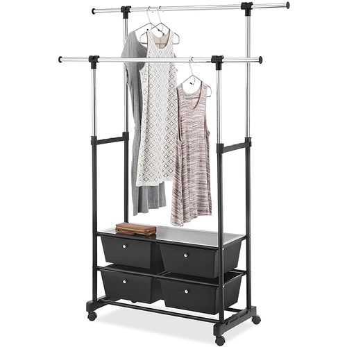 Whitmor Rolling Garment Rack with Drawers - 6021-7624-BB