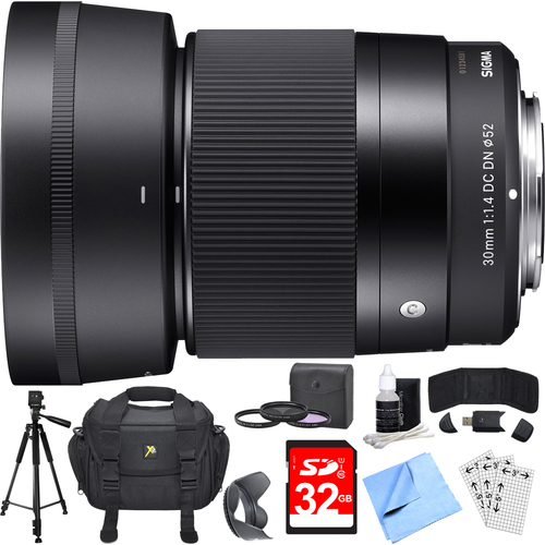 Sigma 30mm F1.4 DC DN Lens for Micro 4/3 Mount Essential Accessory Deluxe Bundle