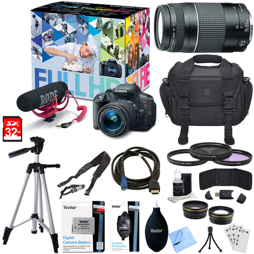 Canon EOS Rebel T5i Video Creator Kit w/ Lens, Rode VideoMic, 32GB Card Deluxe Bundle