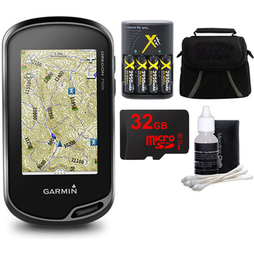 Garmin Oregon 750t Handheld GPS w/ Built-In Wi-Fi & Camera, 32GB MicroSD Bundle - U.S.