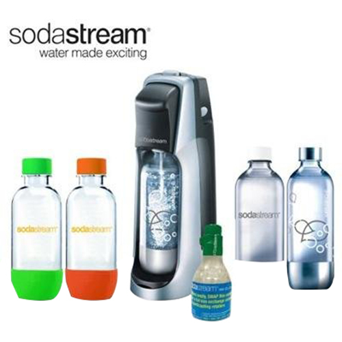 SodaStream Soda-Club Jet Soda Maker in Black with Exclusive Kit w/ 4 Bottles & Starter CO2