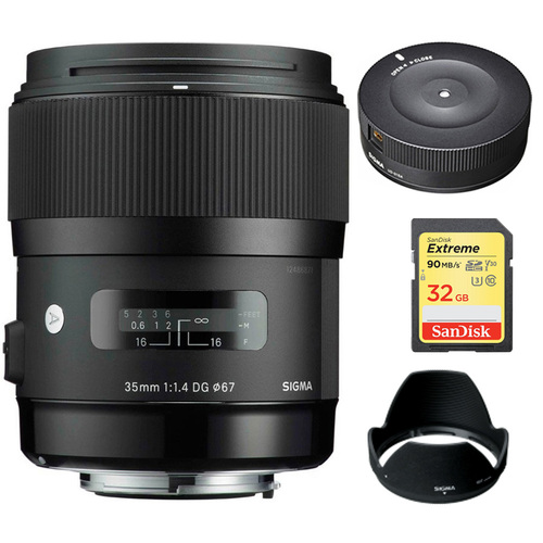 Sigma Art Wide-angle lens -AF 35mm F1.4 DG DG HSM Lens for Nikon w/ Dock Bundle
