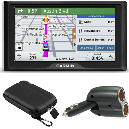 Garmin Drive 50 GPS Navigator (US) 010-01532-0D Soft Case + Car Charger Bundle