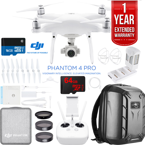 DJI Phantom 4 Pro Quadcopter Drone + Battery Charging Hub and Custom Backpack