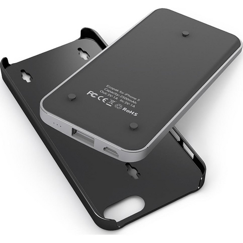 uNu Ecopak iPhone 5 Case -Snap-on Case and Detachable Battery (Silver/Black)