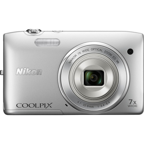 Nikon COOLPIX S3500 20.1MP Digital Camera 2.7` LCD 720p HD Video (Silver) Refurbished