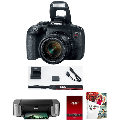 Canon EOS Rebel T7i DSLR Camera with 18-55mm IS STM Lens + Pro 100 Printer Kit