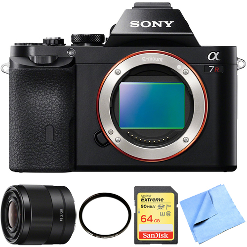 Sony A7R (Alpha 7R) Interchangeable Lens Camera Body 28mm Prime Lens Bundle