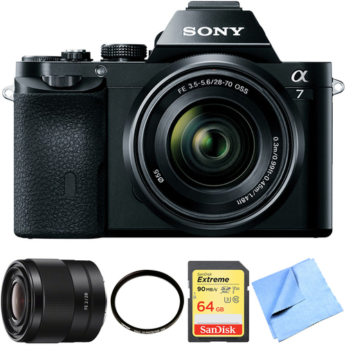 Sony a7K Full-Frame Mirrorless Camera with FE 28-70mm Lens 28mm Prime Lens Bundle