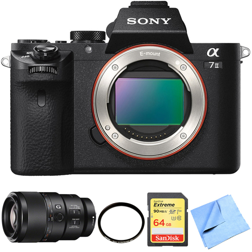 Sony Alpha 7II Mirrorless Interchangeable Lens Camera Body 90mm Macro Lens Bundle