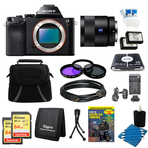 Sony Alpha 7R a7R Digital Camera, 55mm Lens, 2 64GB SDXC Cards, 2 Batteries Bundle