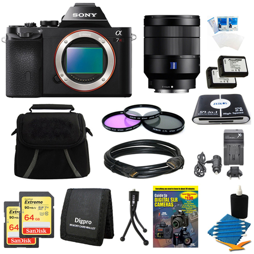 Sony Alpha 7R a7R Digital Camera, 24-70mm Lens, 2 64GB SDXC Cards, 2 Batteries Bundle