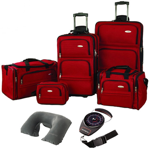 Samsonite 5 Piece Nested Luggage Set Red 17386-1726 w/ Travel Kit