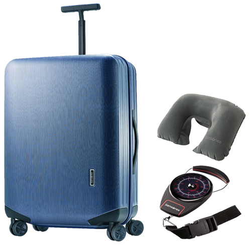 Samsonite Inova 20` Hardside Carry On Luggage Blue TSA Lock w/ Travel Bundle