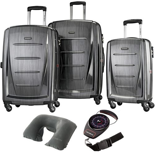 Samsonite Winfield 2 Fashion Hardside 3 Pcs Spinner Set Charcoal with Travel Kit