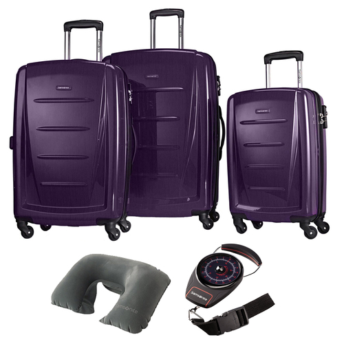 Samsonite Winfield 2 Fashion Hardside 3 Pcs Spinner Set Purple with Travel Kit
