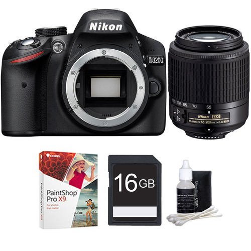 Nikon D3200 24.2MP Digital SLR Camera w/ 55-200mm DX Nikkor Zoom Lens Bundle Deal