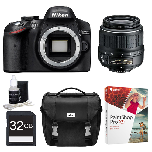 Nikon D3200 24.2MP Digital SLR Camera w/ 18-55mm f/3.5-5.6G ED II Lens Bundle Deal