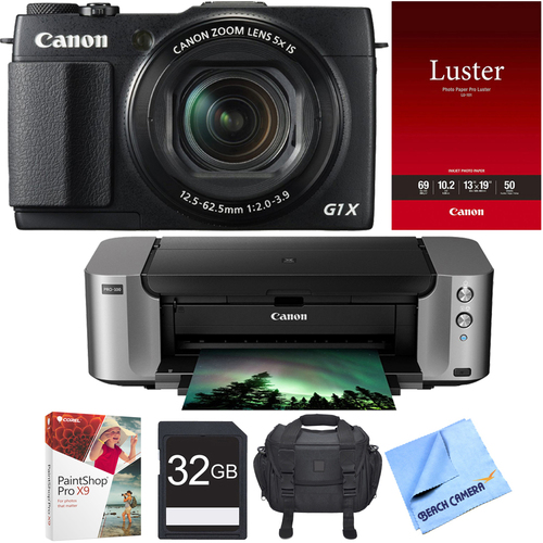 Canon PowerShot G1 X Mark II 12.8MP 1080p Digital Camera PIXMA PRO-100 Printer Bundle