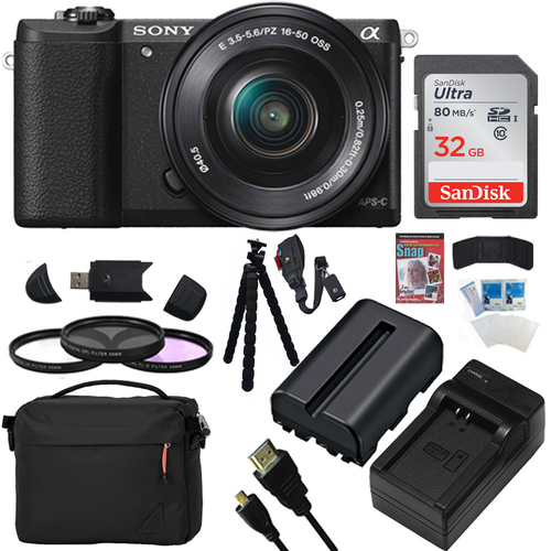 Sony a5100 Mirrorless Camera w/ 16-50mm Lens 32GB Black Bundle