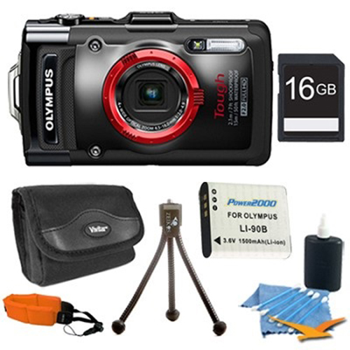 Olympus TG-3 iHS (Black) Camera with 4x Optical Zoom and 3-Inch LCD 16gb Super Bundle