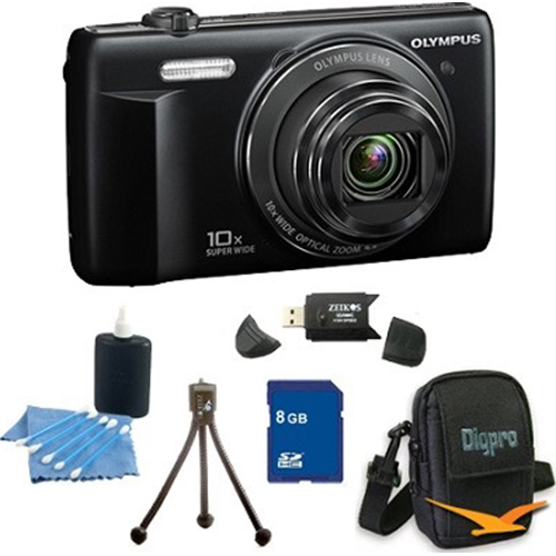 Olympus 8 GB Kit VR-340 16MP 10x Opt Zoom 3-inch LCD Digital Camera - Black