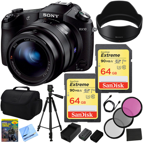 Sony Cyber-shot DSC-RX10 Digital Camera w/ 2 64 GB SDXC + 2 1080mAh Batteries Bundle