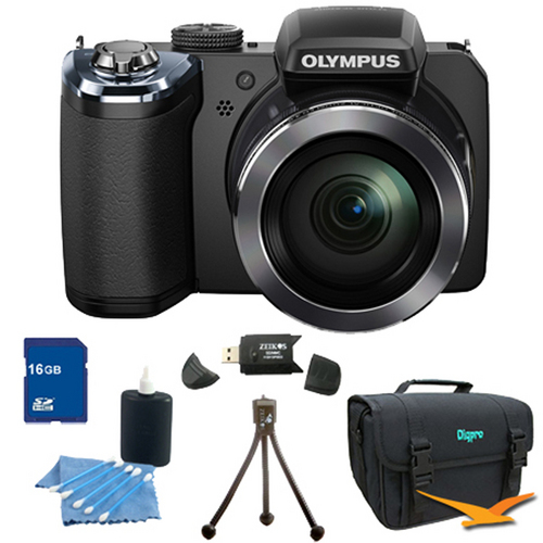 Olympus SP-820UZ 14 Megapixel 40x Zoom Digital Camera Black 16GB Bundle