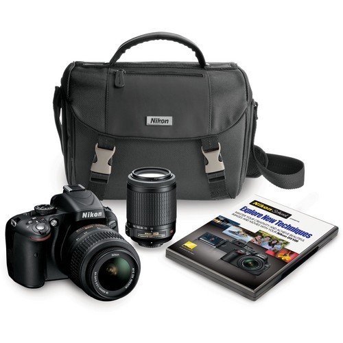 Nikon D5100 16.2MP Digital SLR w/ 18-55mm VR Lens & 55-200mm VR Lens Nikon Case, DVD