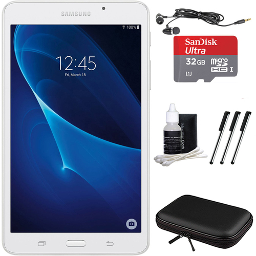 Samsung Galaxy Tab A Lite 7.0` 8GB Tablet PC (Wi-Fi) White, 32GB Card, and Case Bundle