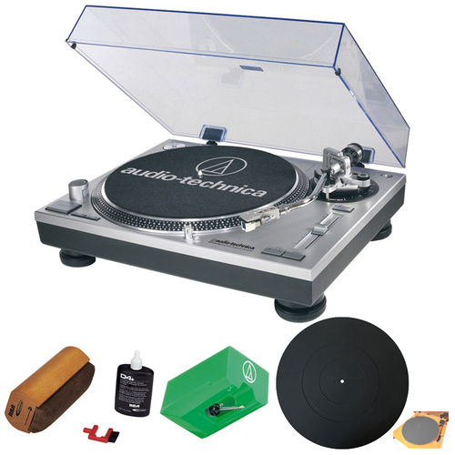 Audio-Technica Professional Stereo Turntable w/ USB LP to DIG - Silver w/ Record Cleaning Kit
