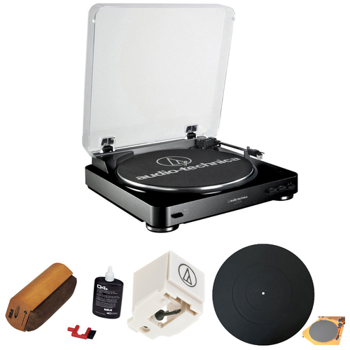 Audio-Technica Fully Automatic Stereo Turntable System- Black w/ Record Cleaning Kit