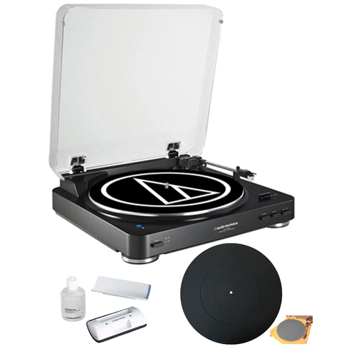 Audio-Technica Wireless Belt-Drive Stereo Turntable w/ Record Vinyl Cleaner Kit, Black