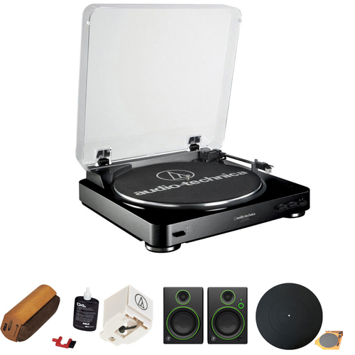 Audio-Technica Fully Automatic Stereo Turntable System - Black w/ Mackie Studio Monitor Bundle