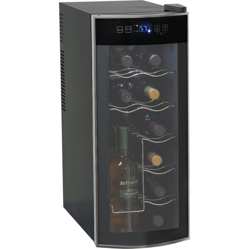 Avanti EWC1201 12 Bottle Thermoelectric Counter Top Wine Cooler Fridge (Black/Platinum)