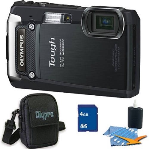 Olympus 4GB Kit Tough TG-820 iHS 12MP Water/Shock/Freezeproof Digital Camera - Black