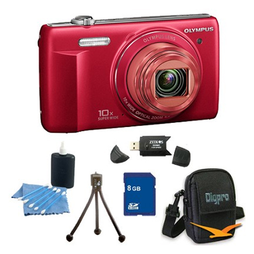 Olympus 8 GB Kit VR-340 16MP 10x Opt Zoom 3-inch LCD Digital Camera - Red