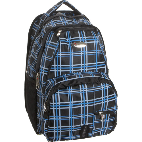 iSafe Child School BackPack, Blue Plaid, One Size